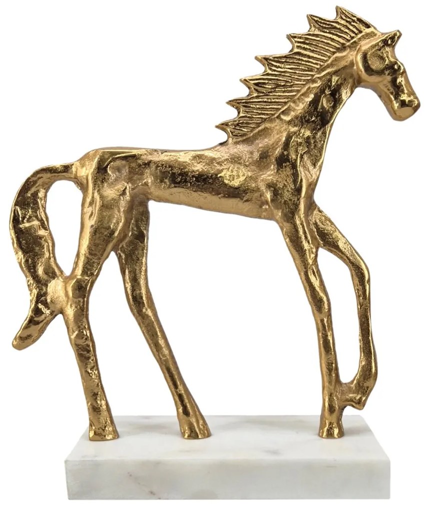 Artekko Marble Διακοσμητικό Άλογο Μέταλλο Μάρμαρο Λευκό Χρυσό (26.4x10.1x30.5)cm Artekko 86849-DS