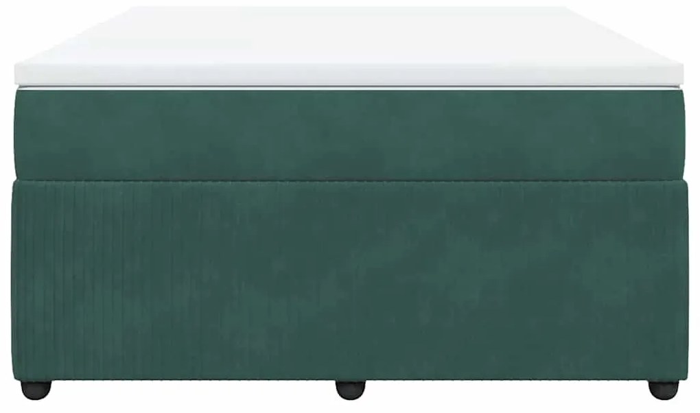 vidaXL Κρεβάτι Boxspring με Στρώμα Σκούρο Πράσινο 160x200εκ. Βελούδινο