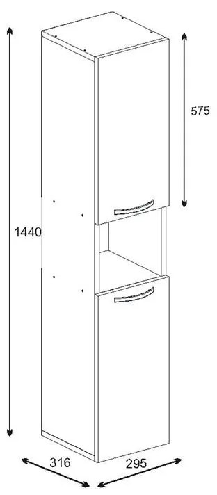 Ντουλάπα-στήλη Wanka σε λευκή απόχρωση 30x32x144εκ 30x32x144 εκ.