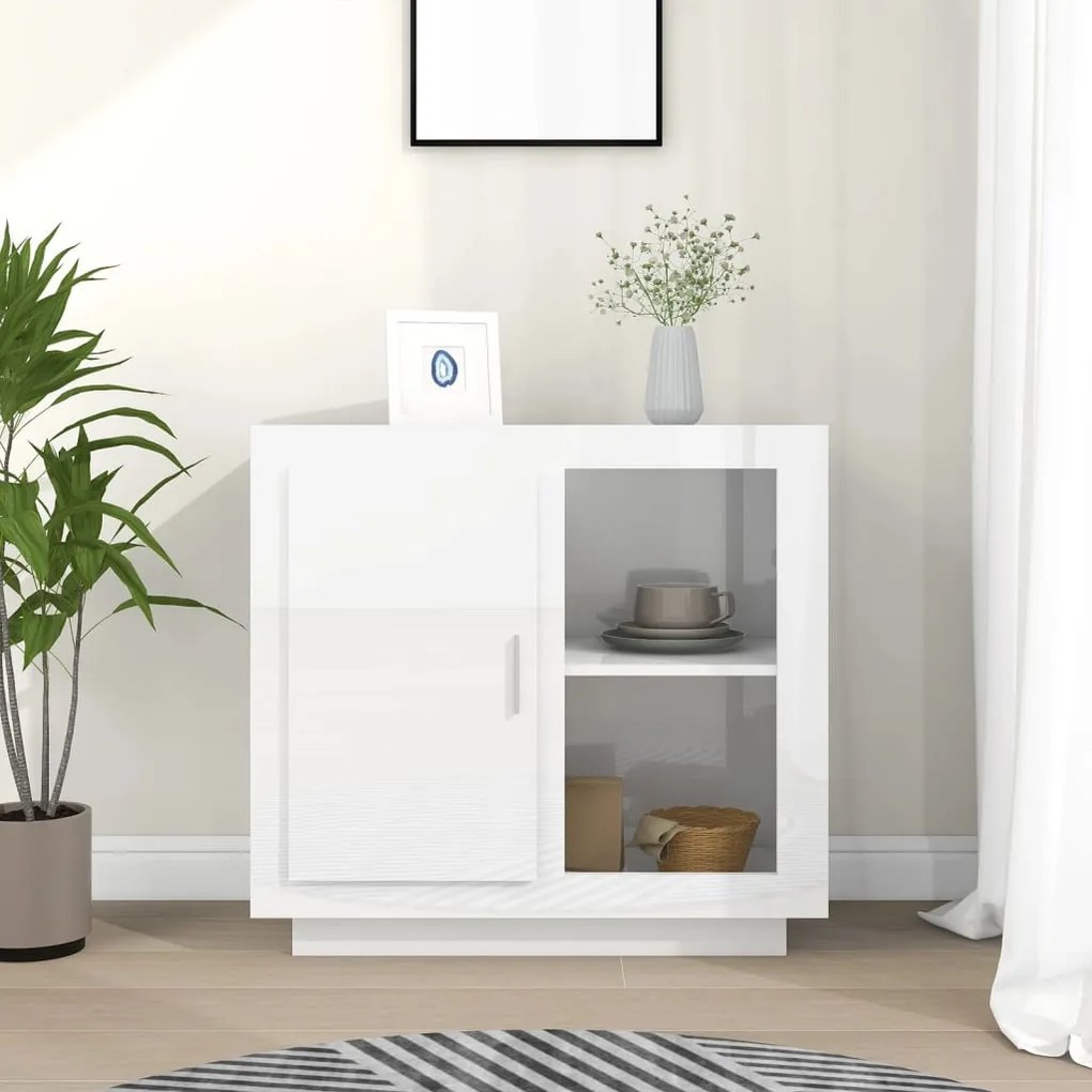 vidaXL Συρταριέρα Γυαλιστερό Λευκό 80 x 40 x 75 εκ.