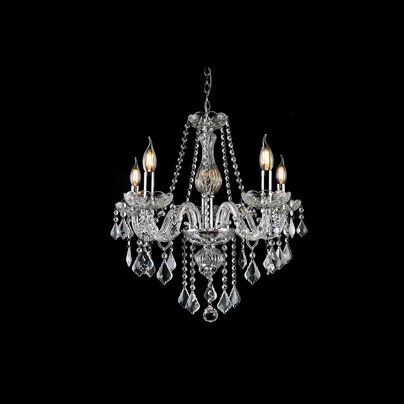 Artekko Chandelier Πολυέλαιος 5φωτος Διάφανο Κρύσταλλο (60x60x60)cm