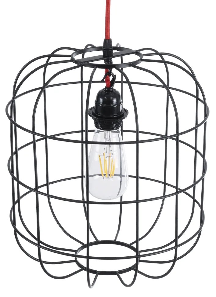 GloboStar® PARROT 01099 Μοντέρνο Industrial Κρεμαστό Φωτιστικό Οροφής Μονόφωτο Μαύρο Μεταλλικό Πλέγμα Φ30 x Y35cm