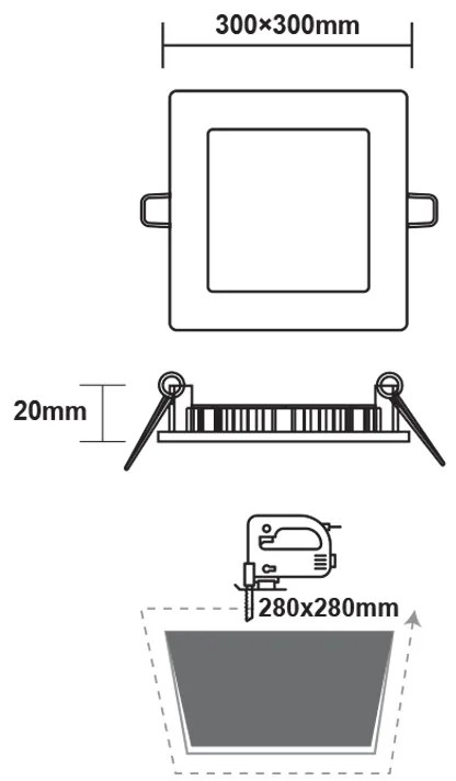 ΛΕΥΚΟ ΤΕΤΡΑΓΩΝΟ LED ΠΑΝΕΛ ΧΩΝΕΥΤΟ 23W 6500K 2120Lm 300x300mm 230V AC Ra80 - PENU2365SW