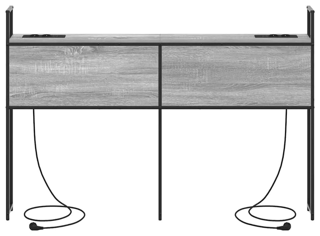 vidaXL Κεφαλάρι Αποθήκης με Σταθμό Φόρτισης με ράφι Γκρι sonoma 150 cm