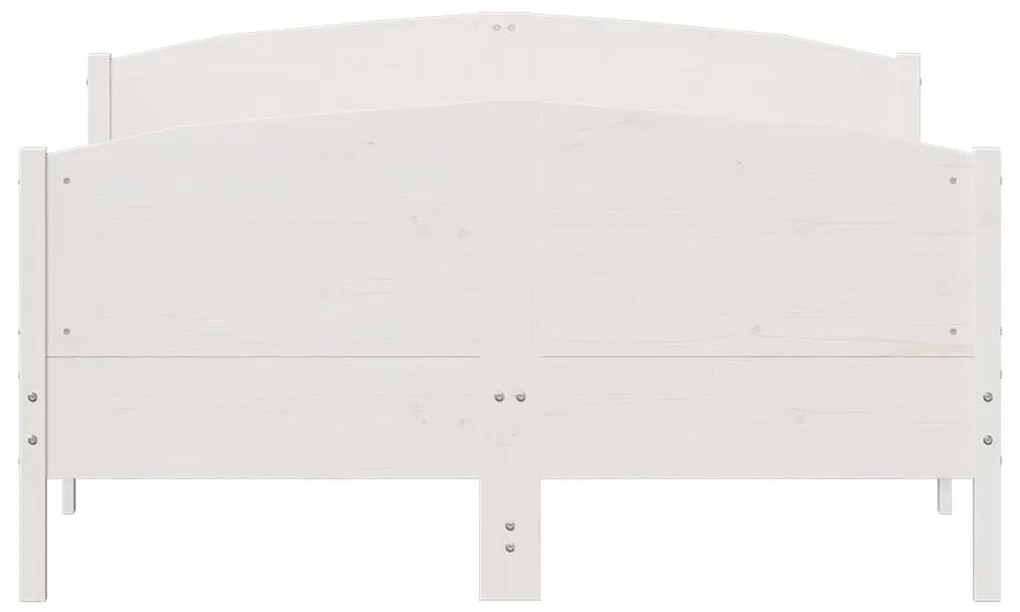 Πλαίσιο Κρεβατιού με Κεφαλάρι Λευκό 135x190 εκ. Μασίφ Πεύκου - Λευκό