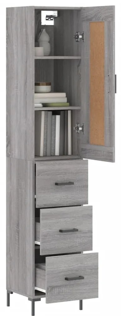 vidaXL Μπουφές Sonoma Γκρι 34,5 x 34 x 180 εκ. από Επεξεργασμένο Ξύλο