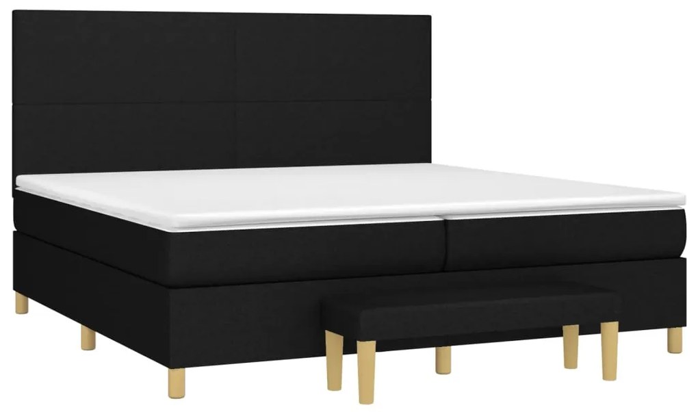 vidaXL Κρεβάτι Boxspring με Στρώμα Μαύρο 200x200 εκ. Υφασμάτινο