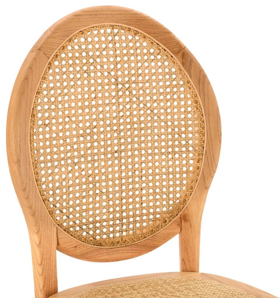 Καρέκλα TINSLEY Ξύλινη με Οβάλ πλάτη και Rattan Φυσικό 45x50x97εκ. 45x50x97 εκ.