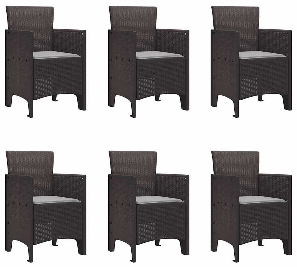vidaXL Σέτ φαγητού για κήπο 7 pcs Καφέ Rattan Polt