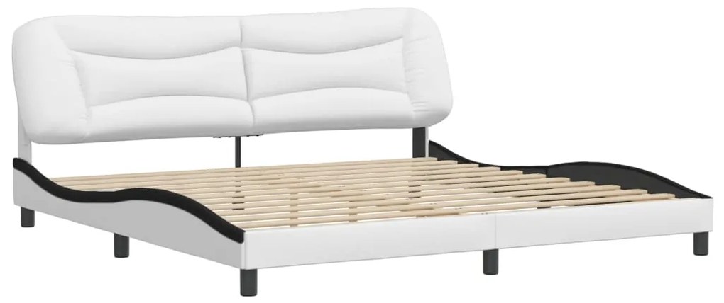 vidaXL Πλαίσιο κρεβατιού χωρίς Στρώμα Hvar Λευκό/Μαύρο 200x200εκ.Συνθ. Δέρμα