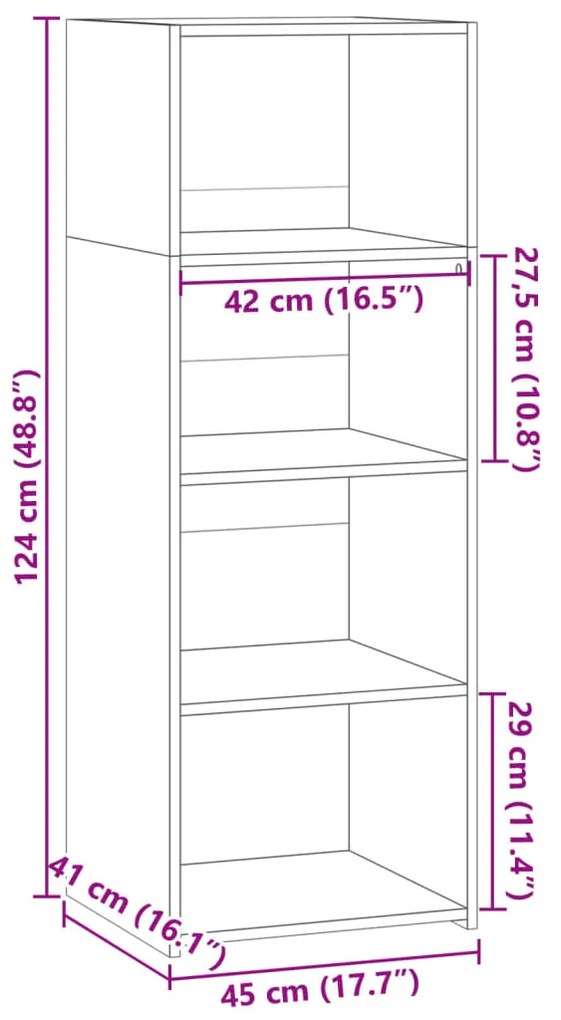 Ντουλάπι Γκρι Sonoma 45x41x124 εκ. από Επεξεργασμένο Ξύλο - Γκρι