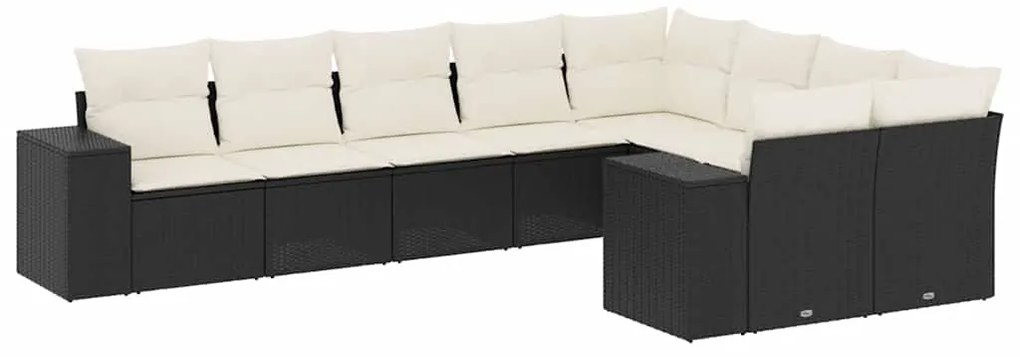 vidaXL Σαλόνι Κήπου Σετ 9 Τεμαχίων Μαύρο από Συνθ. Ρατάν με Μαξιλάρια