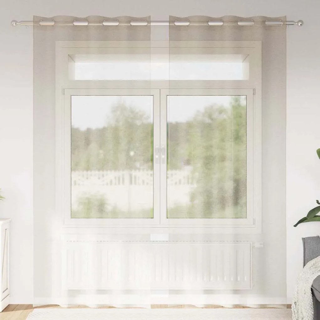 vidaXL Κουρτίνες με κουρτίνες 2 pcs Άμμος 140 x 245 εκ. Πολυεστέρας