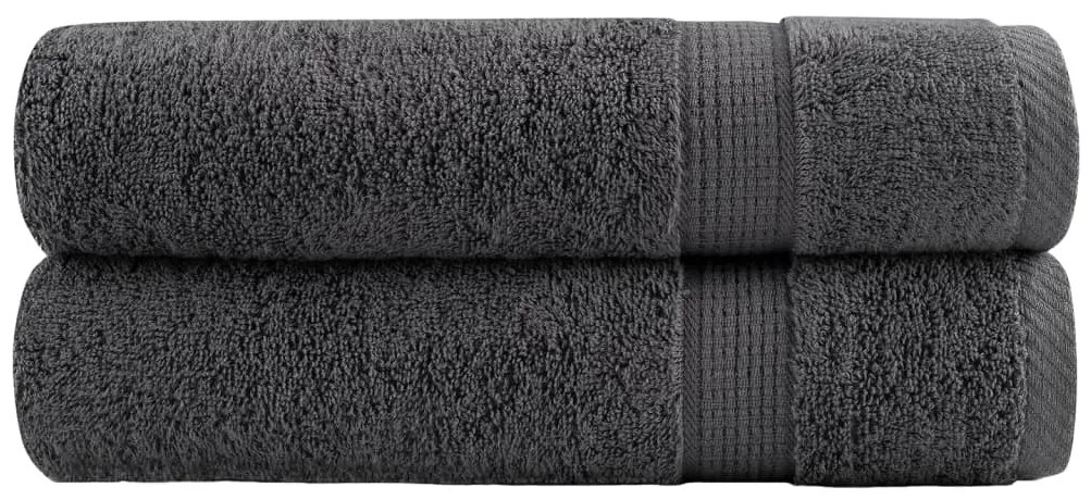 vidaXL Πετσέτες Μπάνιου Premium SOLUND 2 τεμ. Ανθρακί 100x150 εκ. 600 γρ./μ²