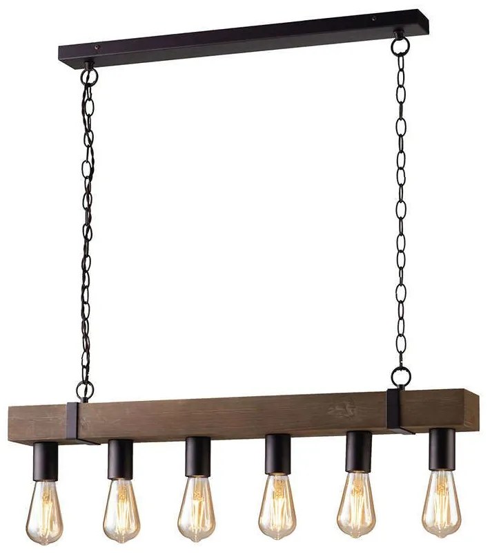 Φωτιστικό Οροφής - Ράγα I-Texas-S6 Natural-Black Luce Ambiente Design Μέταλλο,Ξύλο