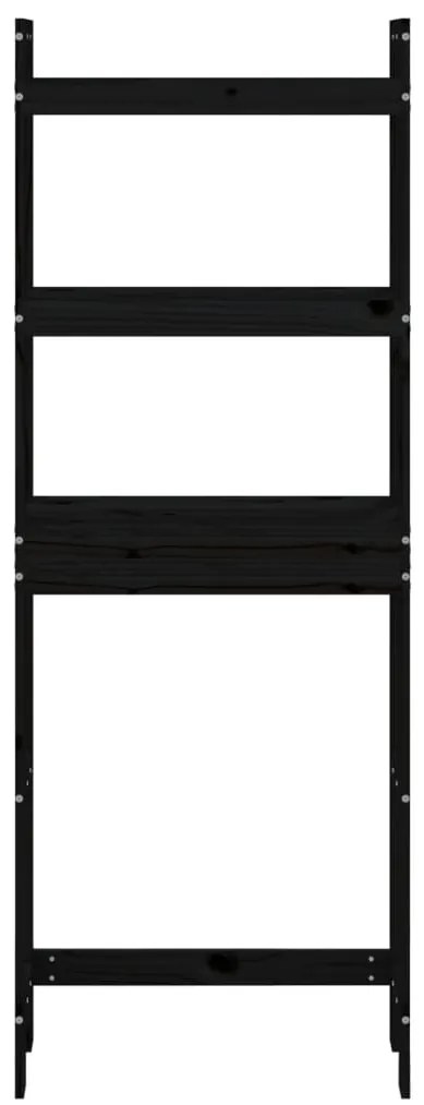 vidaXL Ραφιέρα Για Τουαλέτα Μαύρη 63x26x171 εκ. Μασίφ Ξύλο Πεύκου