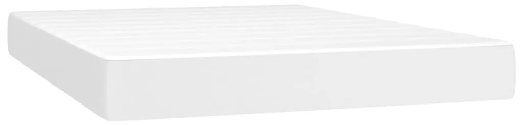 vidaXL Κρεβάτι Boxspring με Στρώμα & LED Λευκό 140x190 εκ. Συνθ. Δέρμα