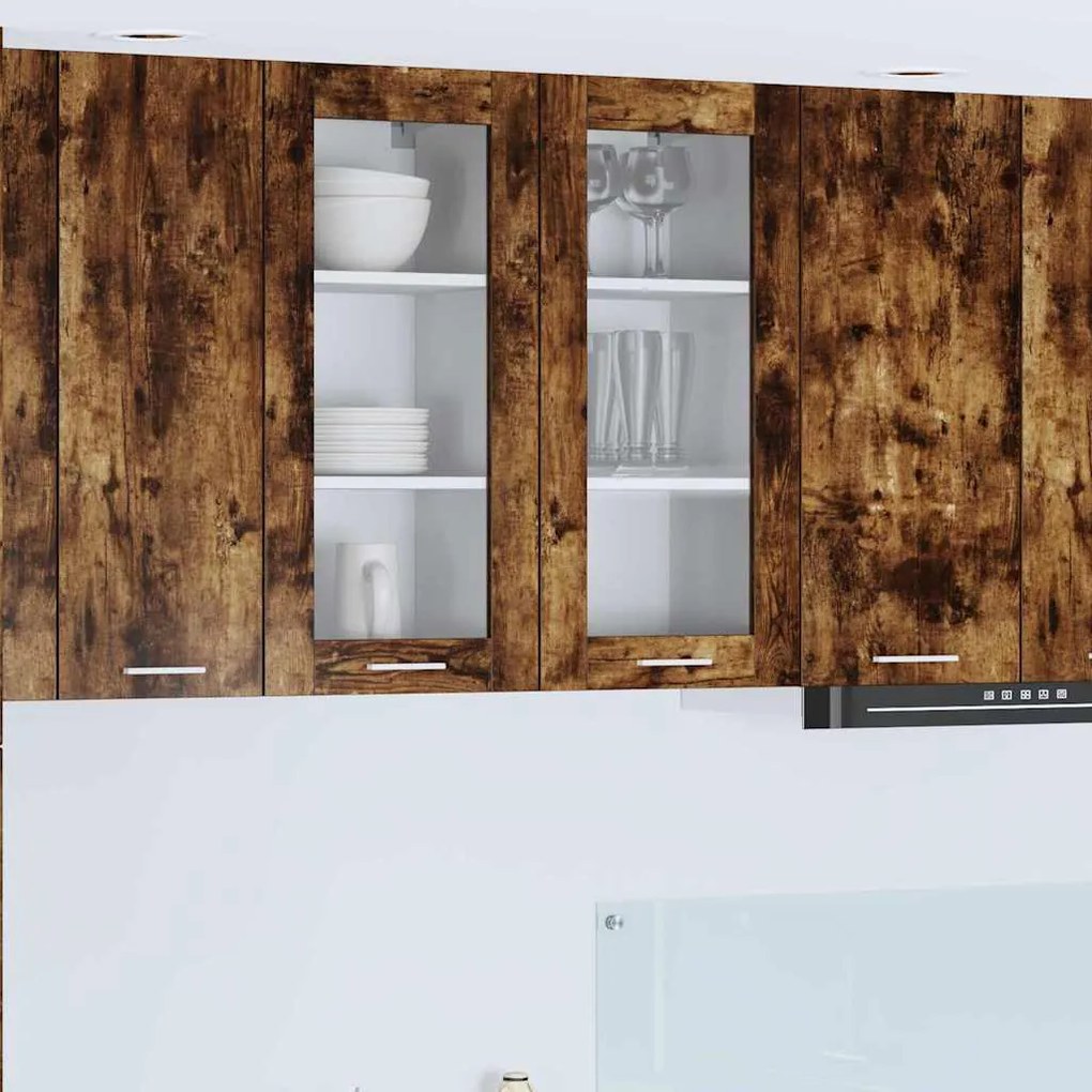 vidaXL Κρεμαστό ντουλάπι Riga 2 pcs Καπνιστό Δρύς 40 x 31 x 80 εκ.