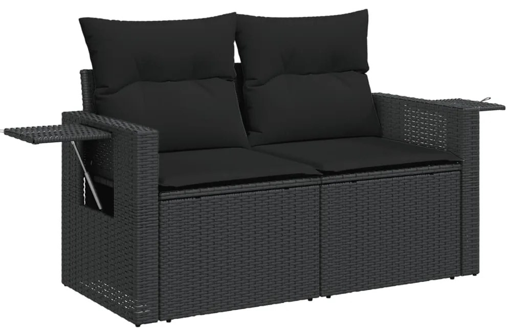 vidaXL Σαλόνι Κήπου Σετ 9 Τεμαχίων Μαύρο από Συνθ. Ρατάν με Μαξιλάρια