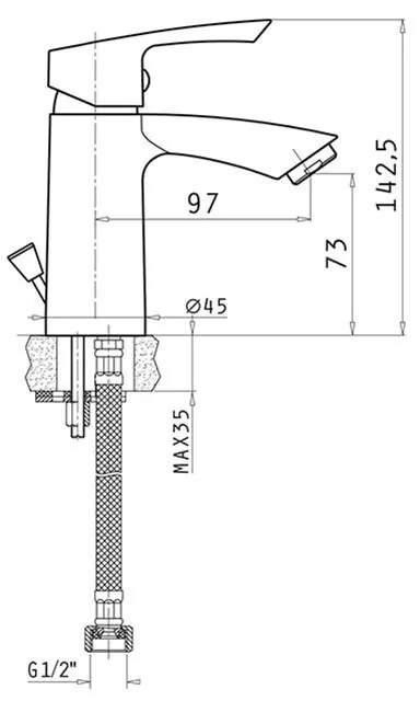 Μπαταρία νιπτήρα Delicato plus Χρωμέ 4.5x11x14.5 εκ.