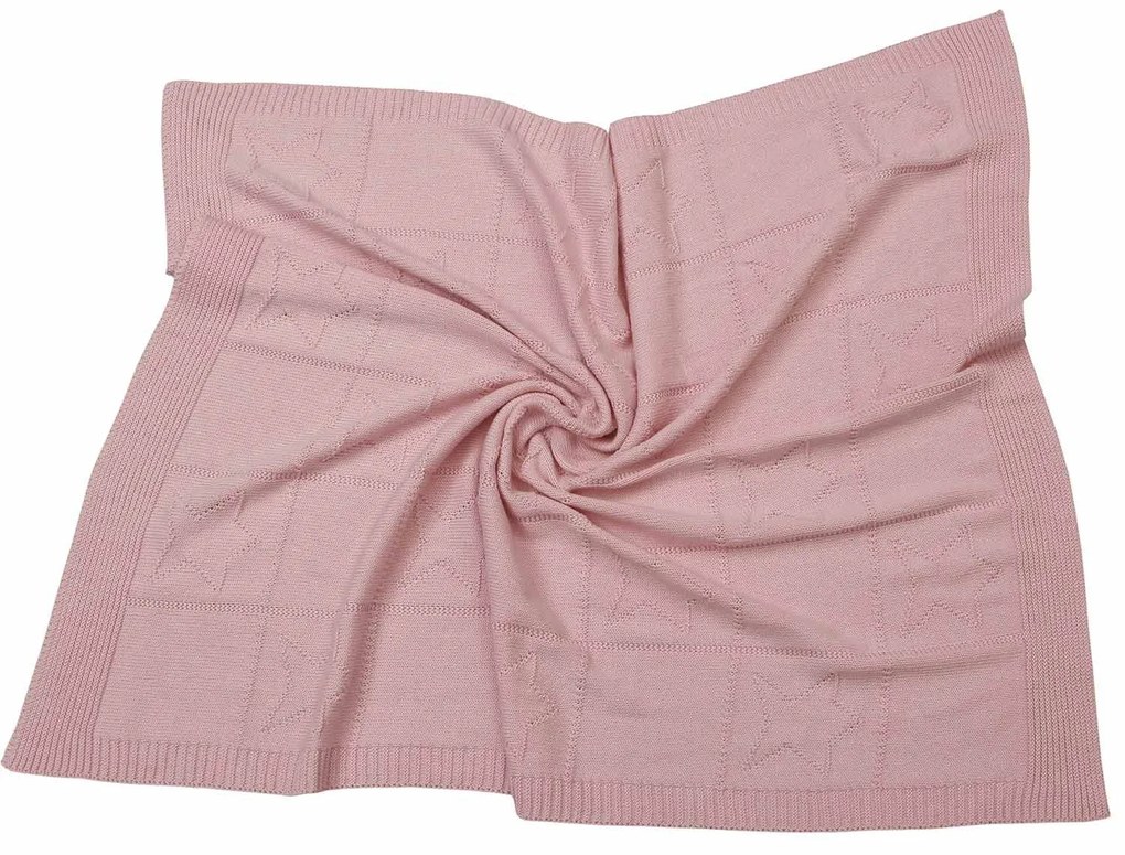 Μονόχρωμες Πλεκτές Κουβέρτες Ζακάρ Joy Pink Anna Riska Κούνιας 110x140cm 100% Βαμβάκι