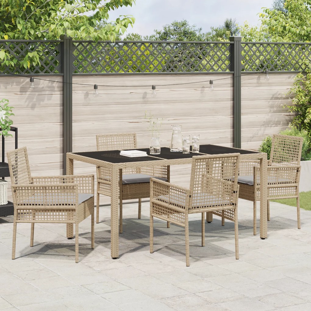 vidaXL Σέτ φαγητού για κήπο 5 pcs Μπεζ 150 x 90 x 75 cm
