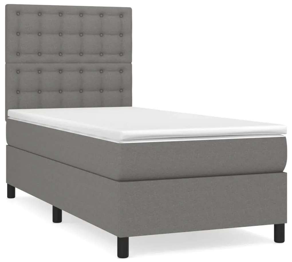 vidaXL Κρεβάτι Boxspring με Στρώμα Σκούρο Γκρι 80x200 εκ. Υφασμάτινο