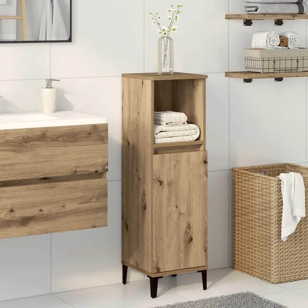 vidaXL Ντουλάπι μπάνιου Δρυς τεχνίτης 30x30x100 cm Κατασκευασμένο ξύλο