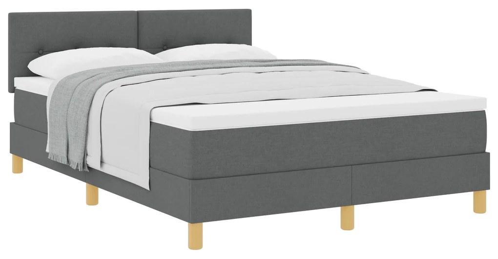 vidaXL Κρεβάτι με Στρώμα Σκούρο Γκρι 160x200 εκ. Ύφασμα