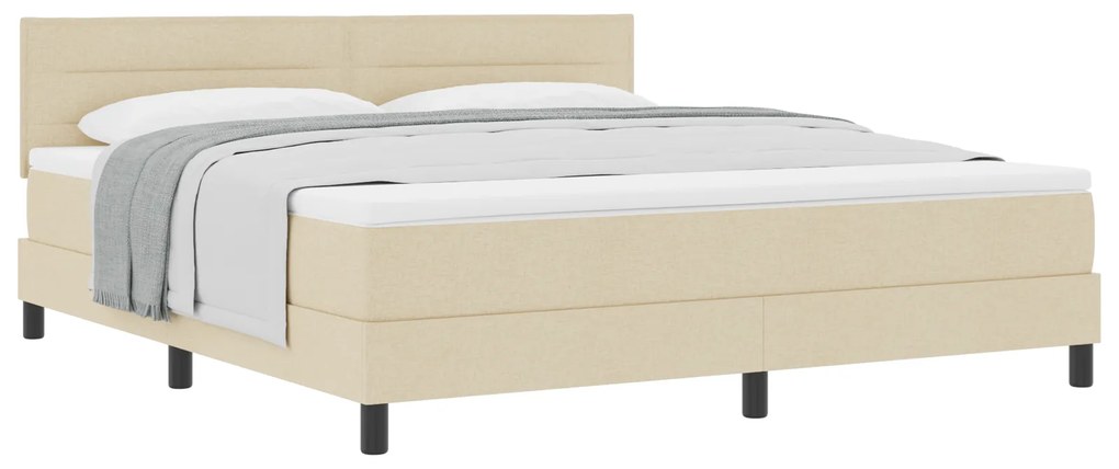 vidaXL Κρεβάτι με Στρώμα Κρεμ 180x200 cm Ύφασμα