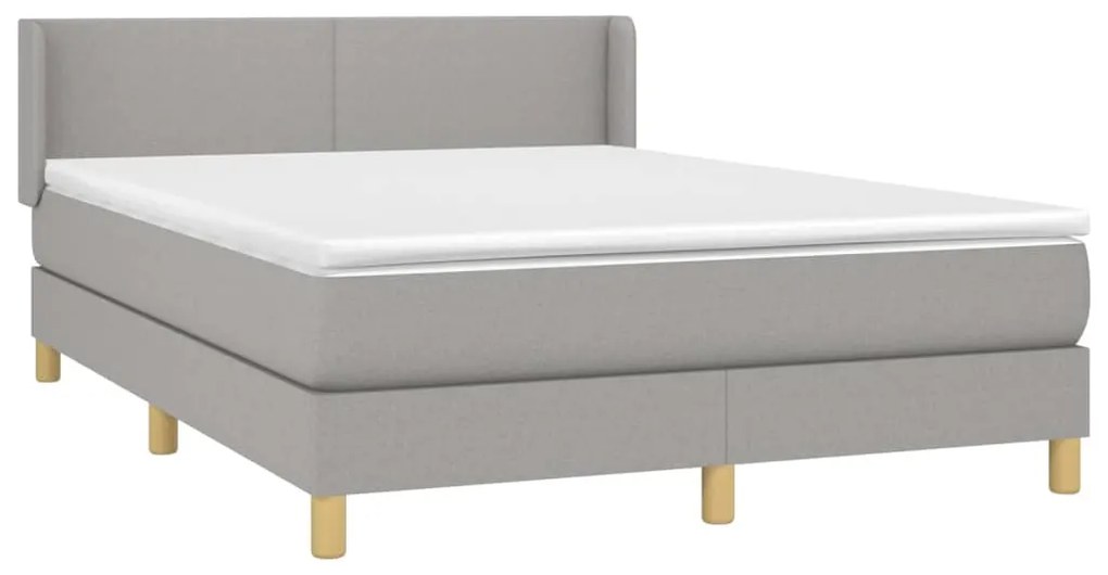 vidaXL Κρεβάτι Boxspring με Στρώμα Ανοιχτό Γκρι 140x190 εκ. Υφασμάτινο