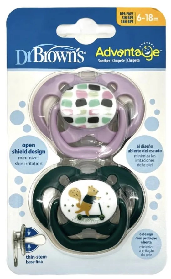 DR. BROWN'S Πιπίλα Advantage κορίτσι, επίπεδο 2, 6-18 μηνών (2 τεμ.) PA 22001
