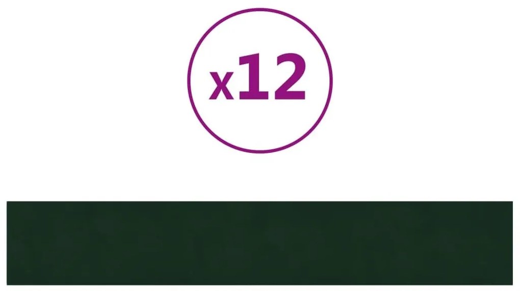 Πάνελ Τοίχου 12 τεμ. Σκούρο πράσινο 90x15 εκ. 1,62 μ² Βελούδινα - Πράσινο