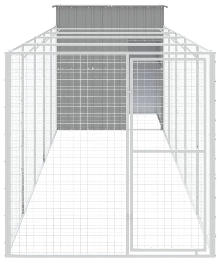 vidaXL Σπιτάκι Σκύλου με Αυλή Αν. Γκρι 165x659x181 εκ Γαλβαν. Χάλυβας