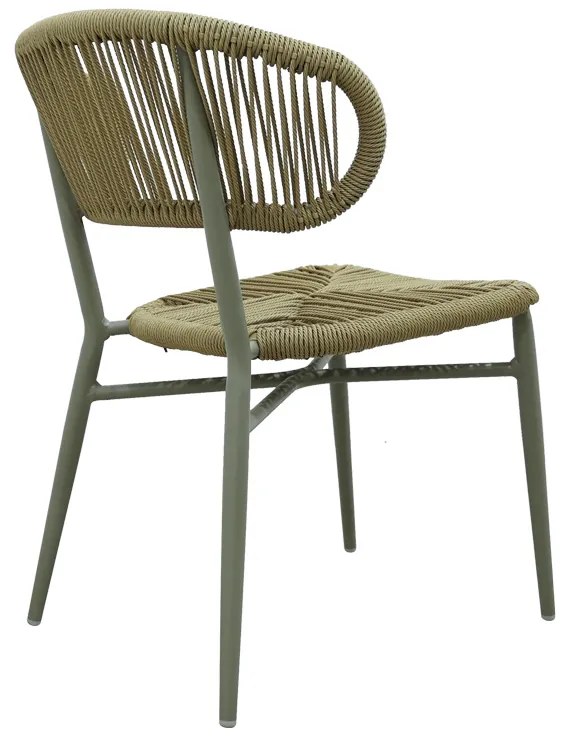 Καρέκλα στοιβαζόμενη Agus  αλουμίνιο καφέ-pe rattan σε φυσική απόχρωση 55x63x77εκ