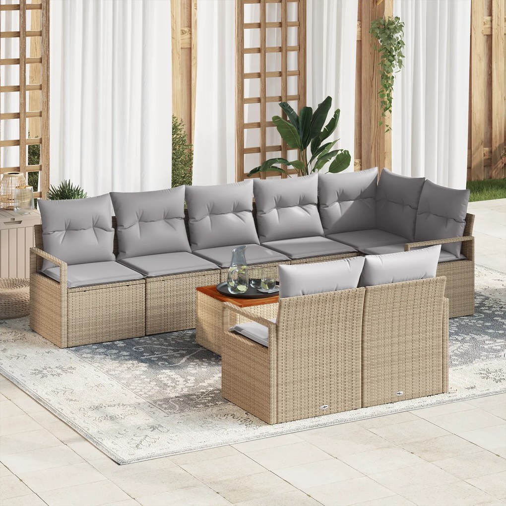 vidaXL Σετ Σαλονιού Κήπου 9 pcs Μπεζ, ανοιχτό γκρι Μεγάλο