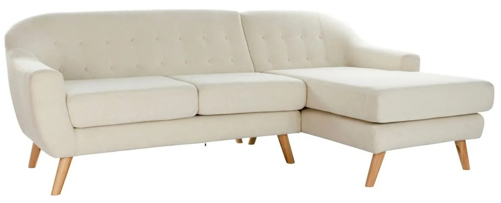 Γωνιακός Καναπές DKD Home Decor Κρεμ ξύλο καουτσούκ 226 x 144 x 84 cm
