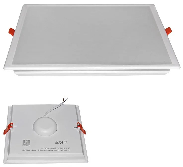 Adeleq Led Φωτιστικό Ψευδοροφής Τετράγωνο Πλήρες 24W 6200K 120° Λευκό 21-13240