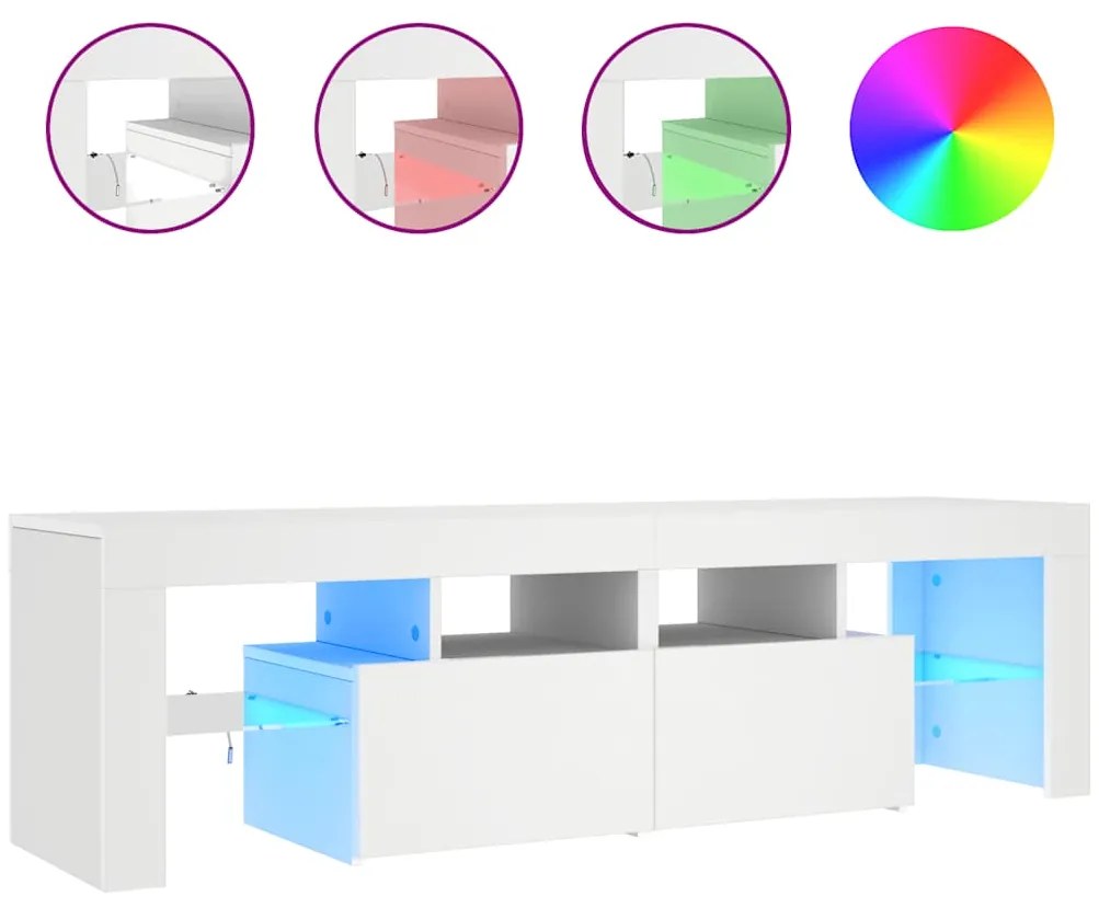 vidaXL Έπιπλο Τηλεόρασης με LED Λευκό 140 x 36,5 x 40 εκ.