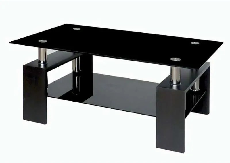 Τραπεζάκι Σαλονιού 09.0606 Linea Black 100Χ60Χ42εκ. Wood, Glass