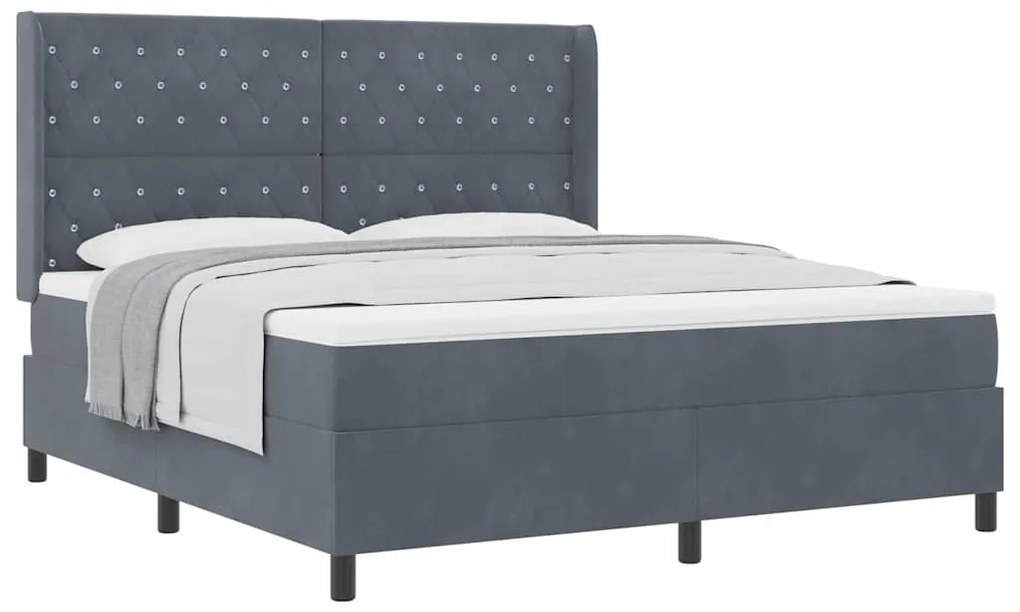 vidaXL Κρεβάτι με ελατήρια Σκούρο γκρι 180 x 200 cm Βελούδο