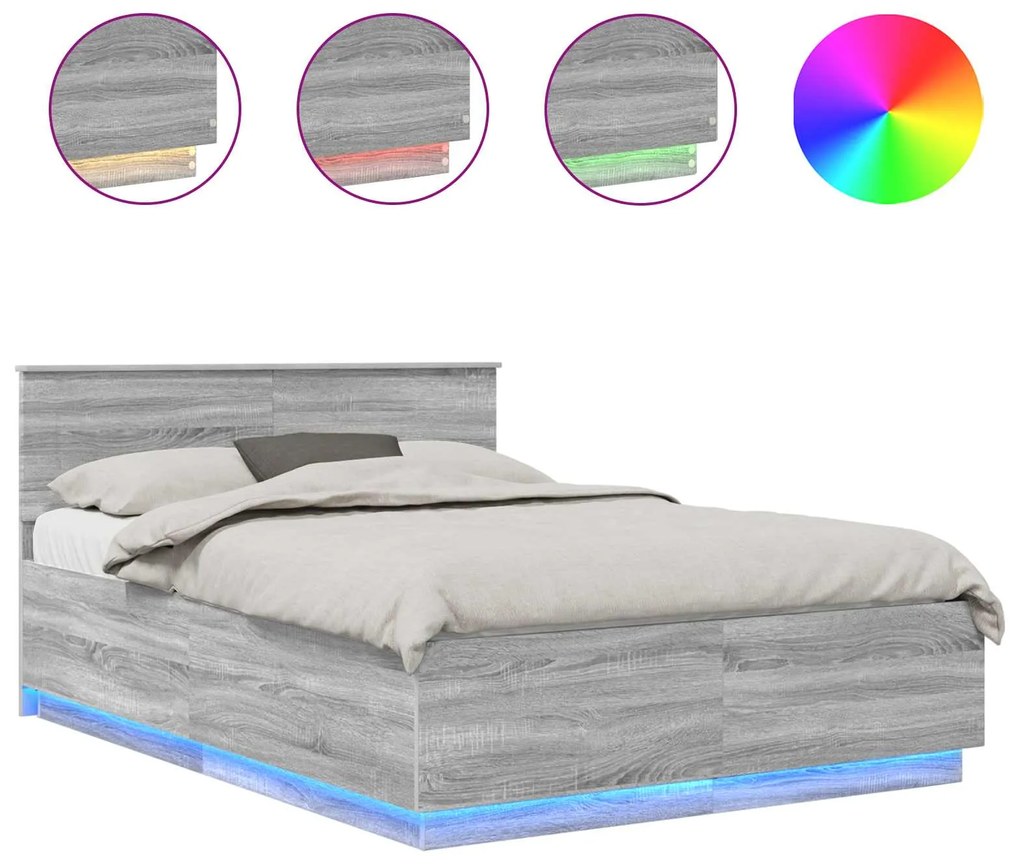 vidaXL Σκελετός Κρεβατιού με κεφαλάρι Γκρίζο Σονομα 160 x 200 cm