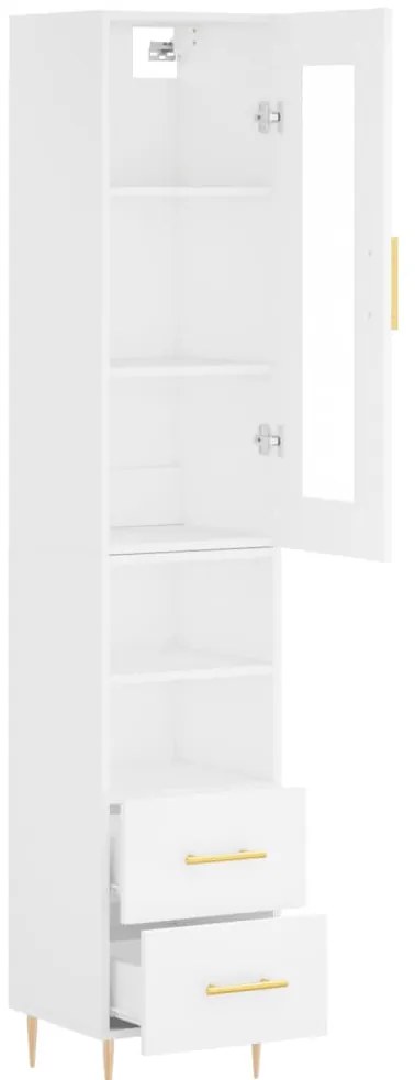 vidaXL Ντουλάπι Λευκό 34,5 x 34 x 180 εκ. από Επεξεργασμένο Ξύλο