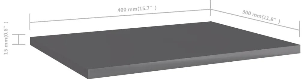 Ράφια Βιβλιοθήκης 8 τεμ. Γυαλ. Γκρι 40x30x1,5 εκ. Επεξ.Ξύλο - Γκρι