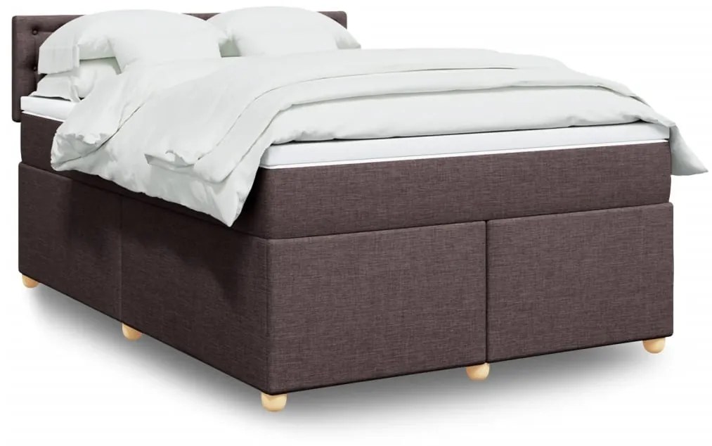 vidaXL Κρεβάτι Boxspring με Στρώμα Σκούρο Καφέ 140x200 εκ Υφασμάτινο