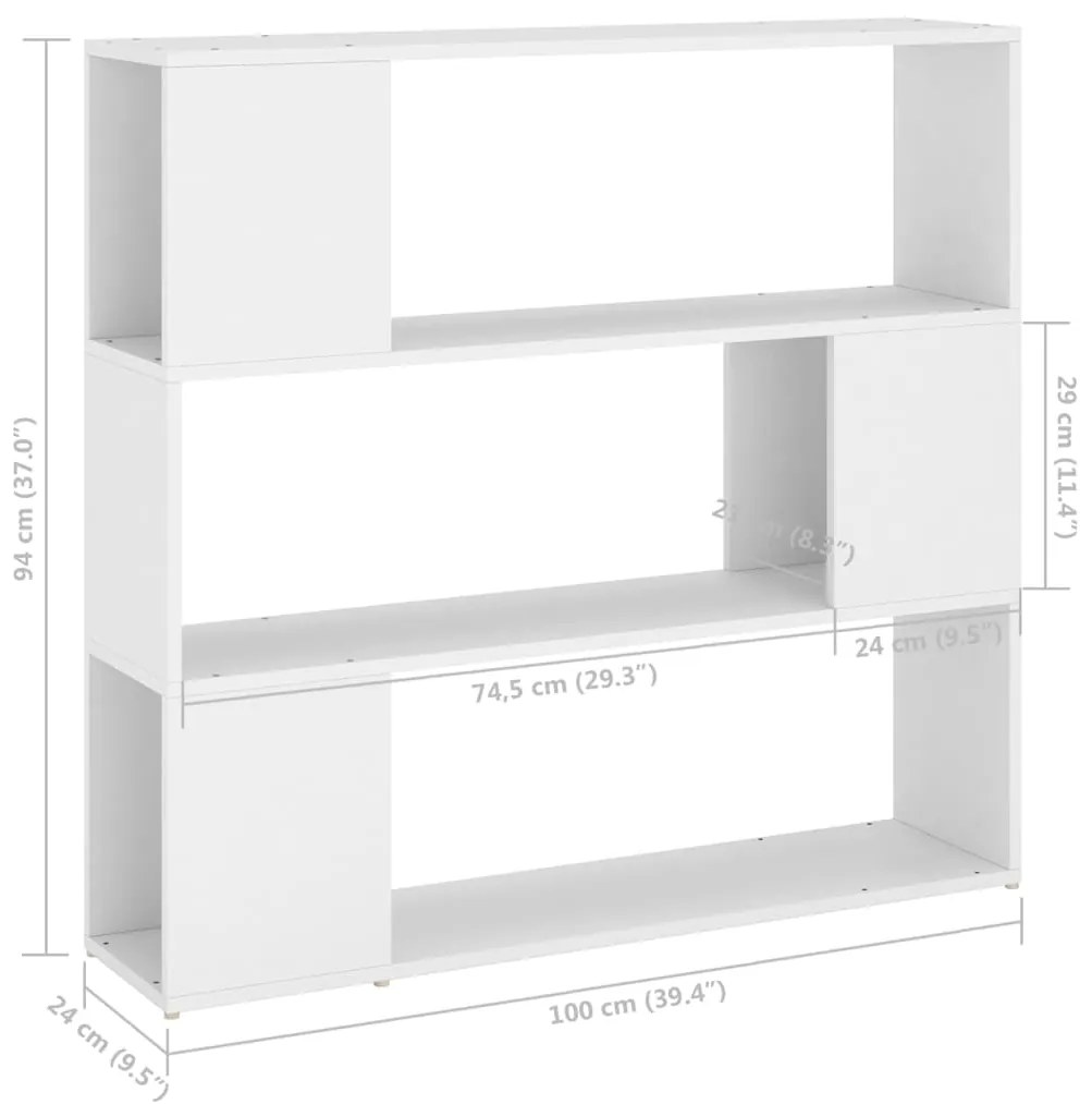 Βιβλιοθήκη/Διαχωριστικό Χώρου Λευκό 100 x 24 x 94 εκ. - Λευκό