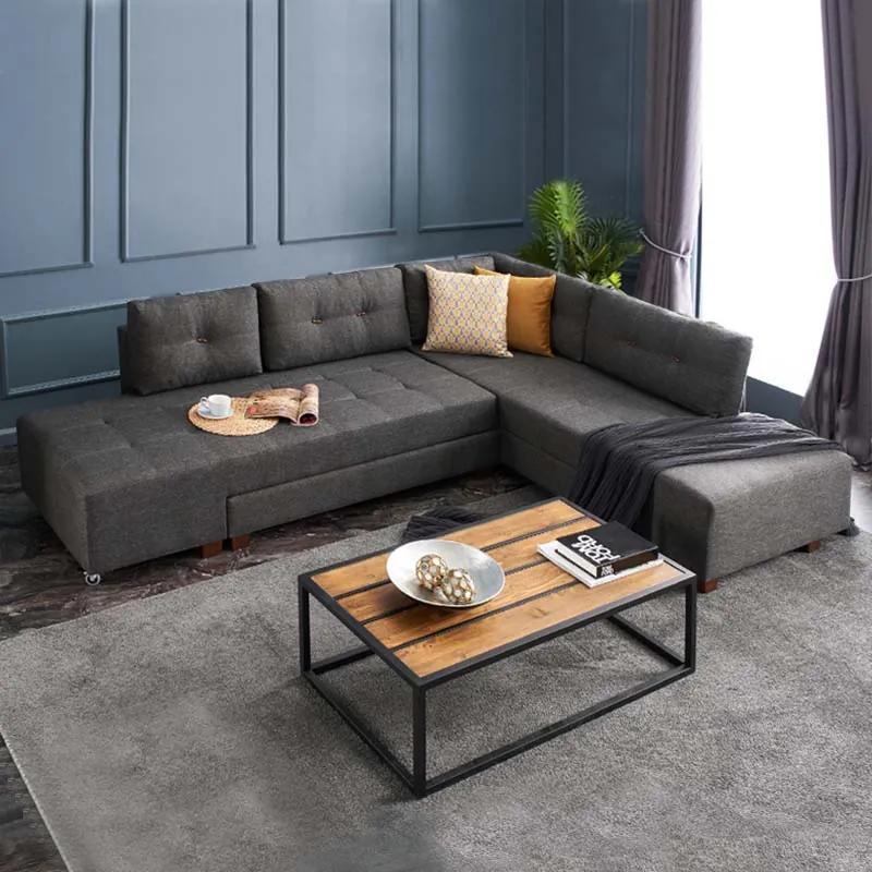 Γωνιακός καναπές - κρεβάτι Manama Megapap δεξιά γωνία υφασμάτινος χρώμα ανθρακί 280x206x85εκ. - Ύφασμα - PRGP043-0009,4