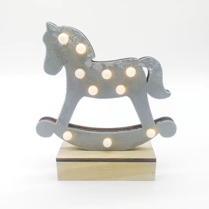 "WOODEN GREY HORSE", 10 MINI LED ΛΑΜΠ. ΜΠΑΤ. (2xAA), WW,IP20, 17X4.5X16CM ACA X061011239