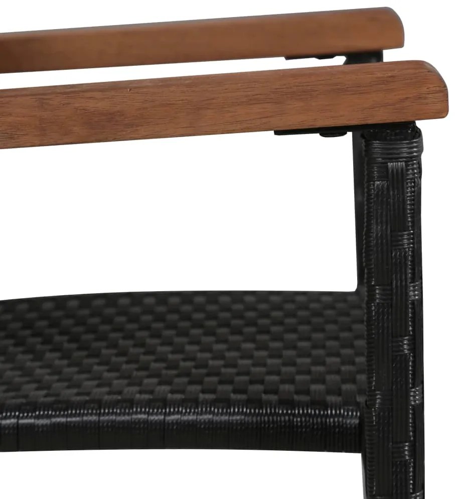 vidaXL Σετ Τραπεζαρίας Κήπου 7 Τεμαχίων Μαύρο από Συνθετικό Ρατάν