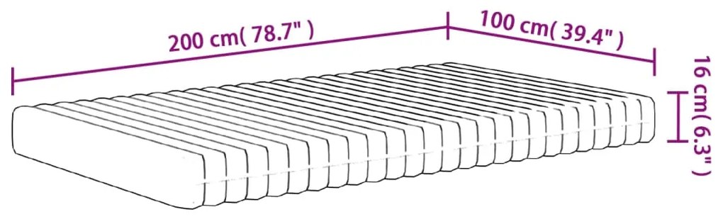 Στρώμα Αφρού Medium Soft 100x200 εκ. - Λευκό